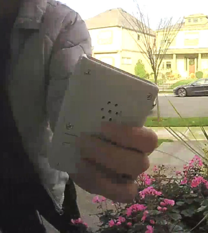 My Neighbors Shared An Unsettling Video Of A Woman Holding This Device Up To Their Ring Doorbell. She Walked Up, Held It Directly In Front Of The Camera While It Made A Clicking/Buzzing Noise And Then Left Quickly. Any Ideas Of What It Might Be Or If We Should Be Worried?