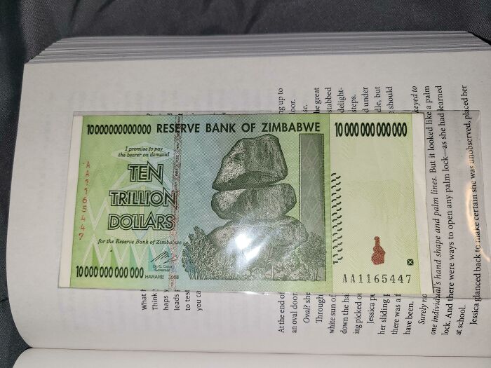 My 10 Trillion Dollar Zimbabwe Bank Note I Use As A Book Mark
