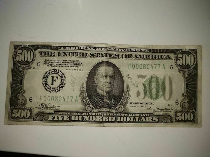 A Real And Very Rare $500 Bill
