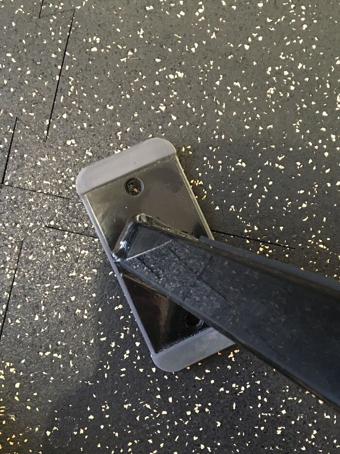 The Feet On This Bench At My Gym Look A Lot Like An Impaled iPhone