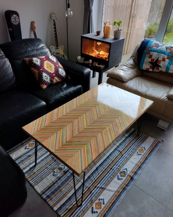 Table I Made Out Of Old Skateboards In My Clients House