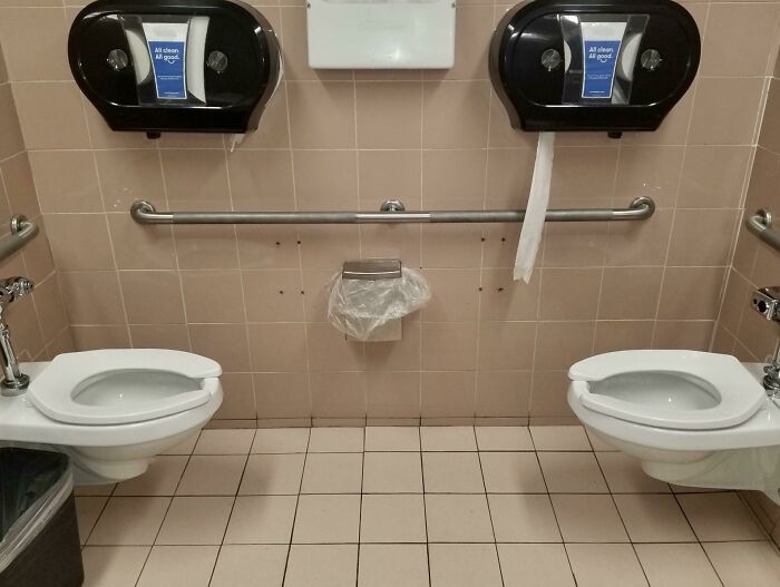 This Public Restroom Has Facing Toilets