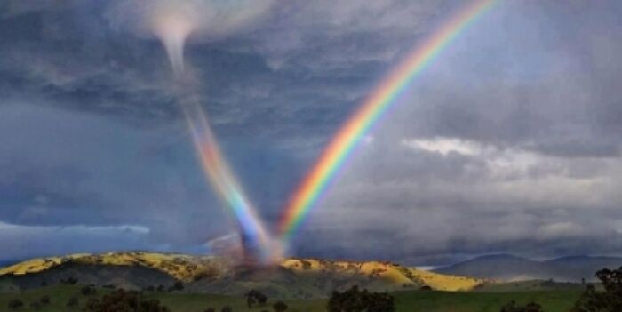 A Tornado Sucking Up A Rainbow
