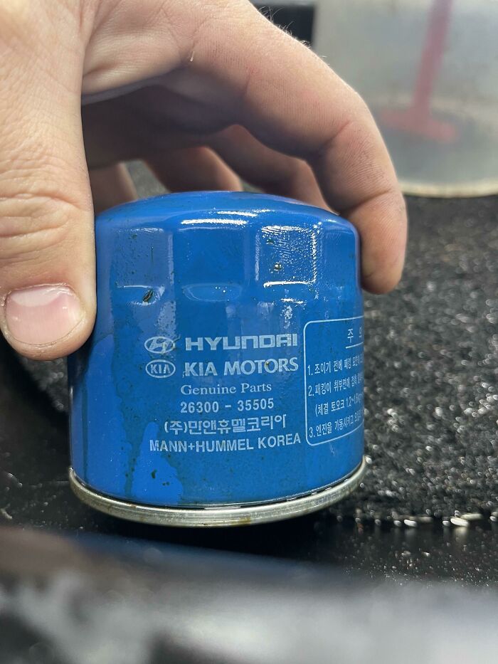 Customer Called, Rip S**t Pissed, Complaining That We Installed The Wrong Motor In His Kia Because The Oil Filter Said Hyundai On It. Pic Is An Example Of Our Filters