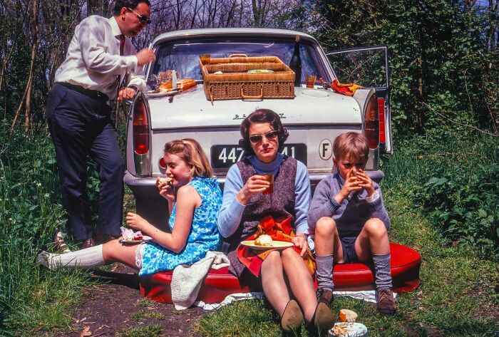 A Kodachrome Picture Of A Family Having A Picnic In France. 1969.
