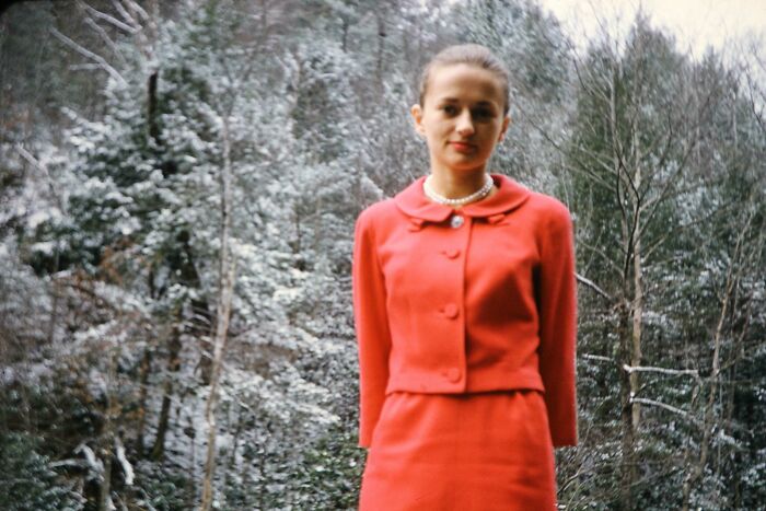 Lots Of Love For My Mom's Car Pic Last Month. Here She Is Welcoming In December/Winter In A Nice Red Dress. This Is 1958, The Day After Their Wedding.