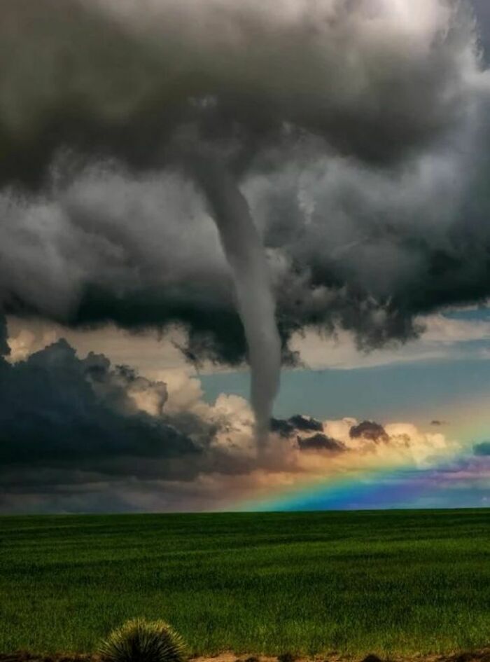 A Tornado And A Rainbow In The Same Shot