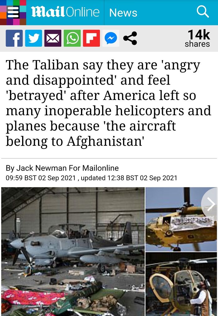 How Dare You Disable *our* Planes And Leave A Terror Organisation's Air Force Weaker. Taliban Being A Choosing Beggar