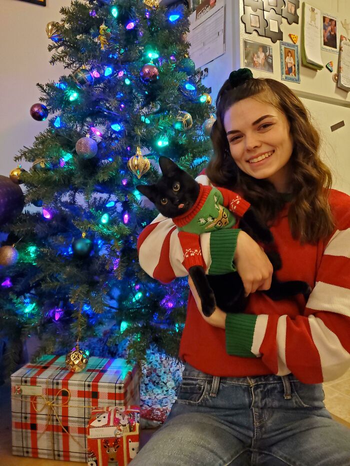 It Was A Task Getting Her In This Sweater But I Think Our First Christmas Family Photo Together Went Well