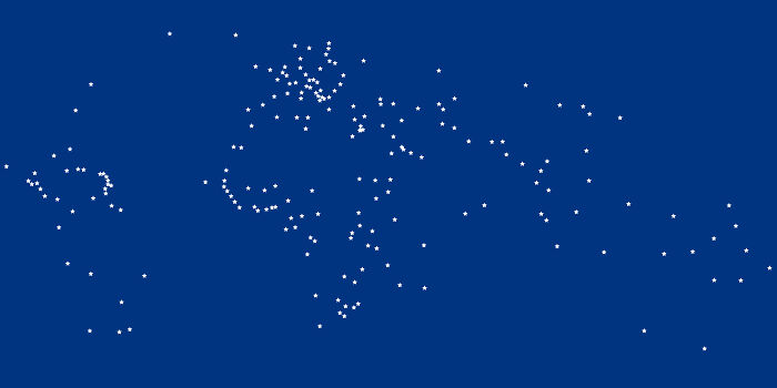 Cada estrella representa una capital de un país