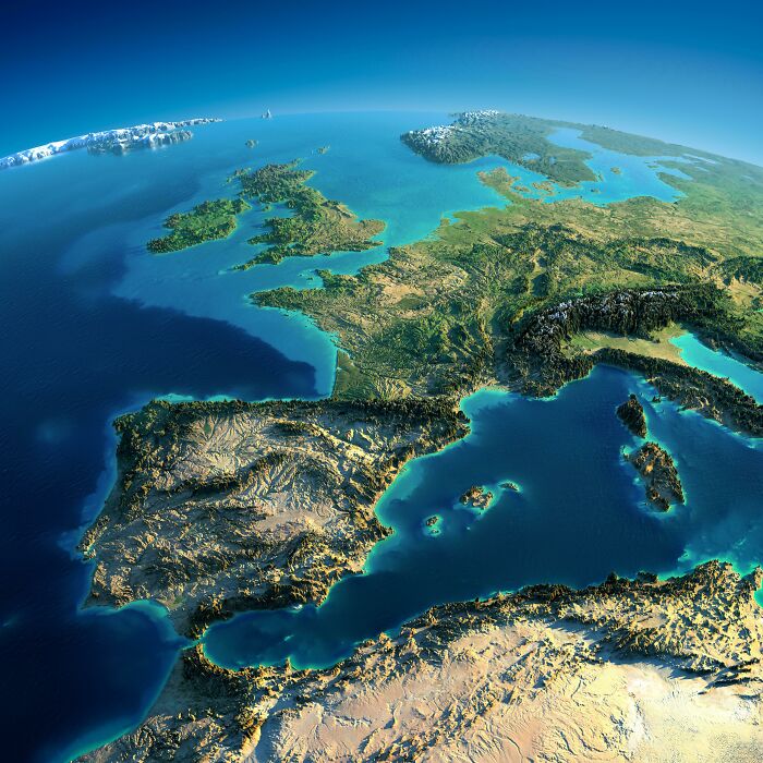 Relief Map Of Western Europe And Northeastern Africa