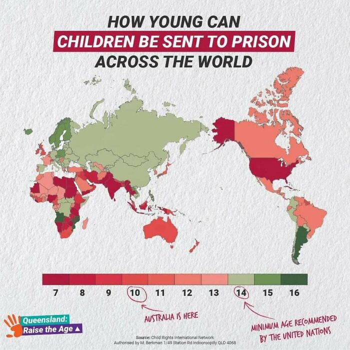 The Minimum Ages In Which Children In Each Country Can Be Sent To Prison