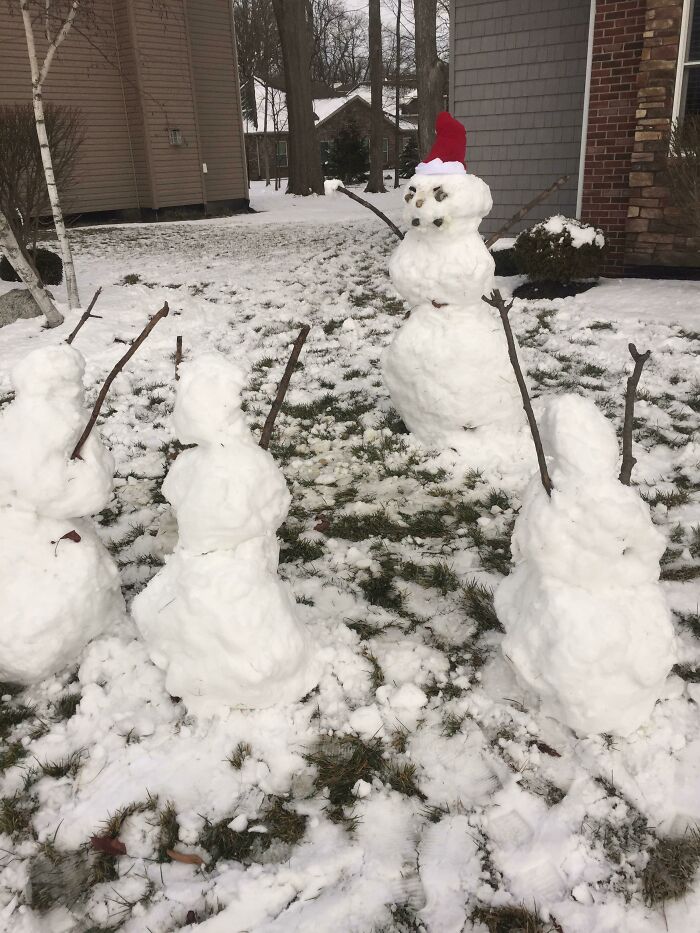 My Son Made An Angry Snowman And Somebody Gave It Slaves I Still Don’t Know What Happened