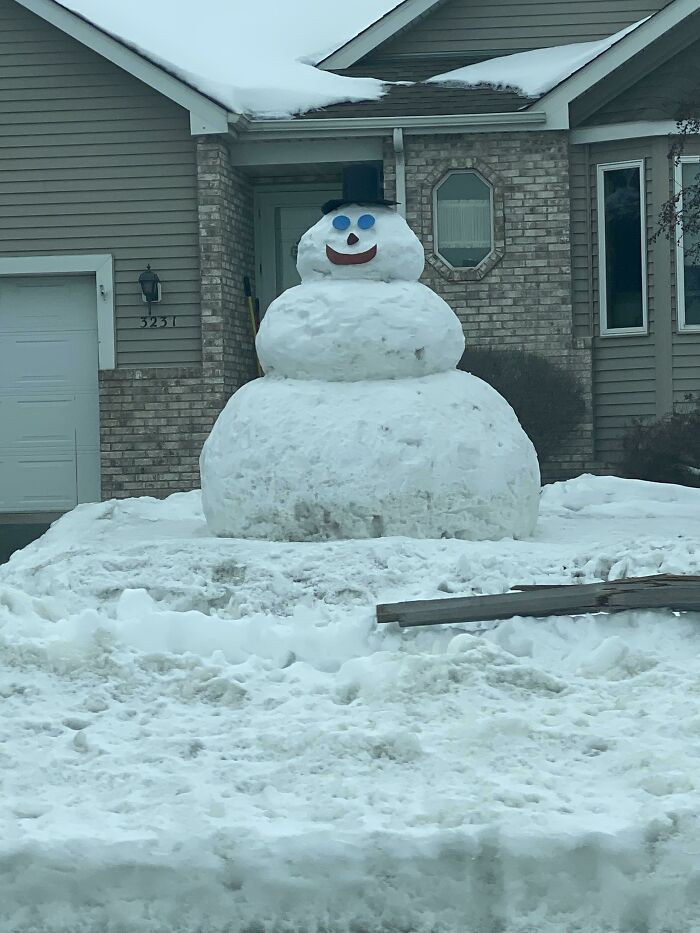 Saw This Massive Snowman On A Drive This Morning