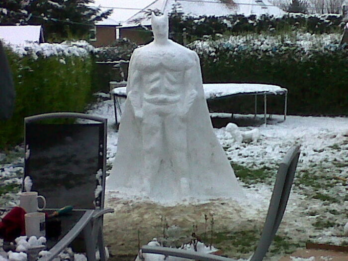 My Friend Casually Mentions He Spent The Afternoon Making A Batman Snowman
