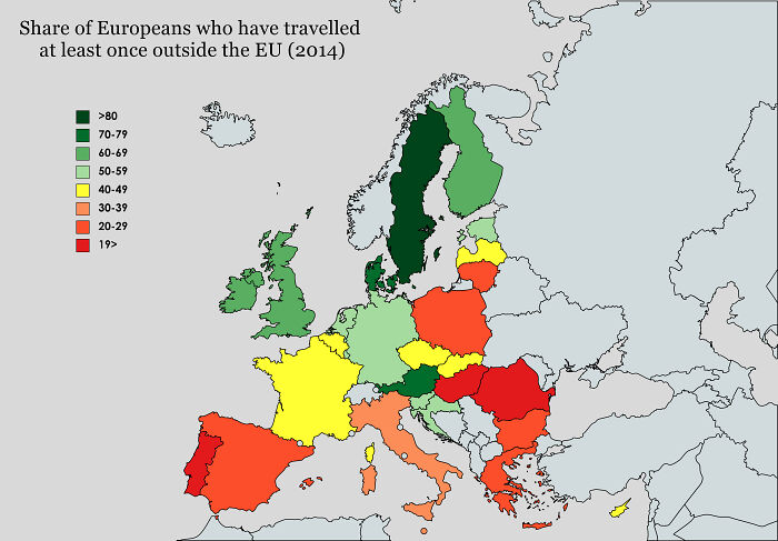 Share Of Europeans Who Have Travelled At Least Once Outside The Eu (2014)