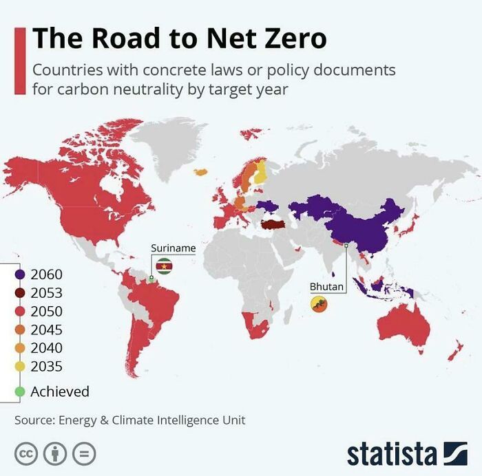 A Map Relating To When Counties Will Achieve Net Zero Emissions
