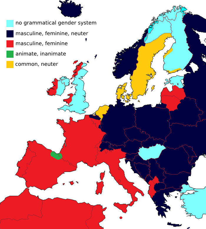 European Languages By Grammatical Gender Treatment