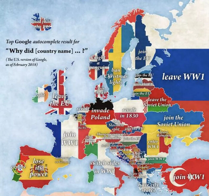 The U.S.' Google Searches Of European Countries