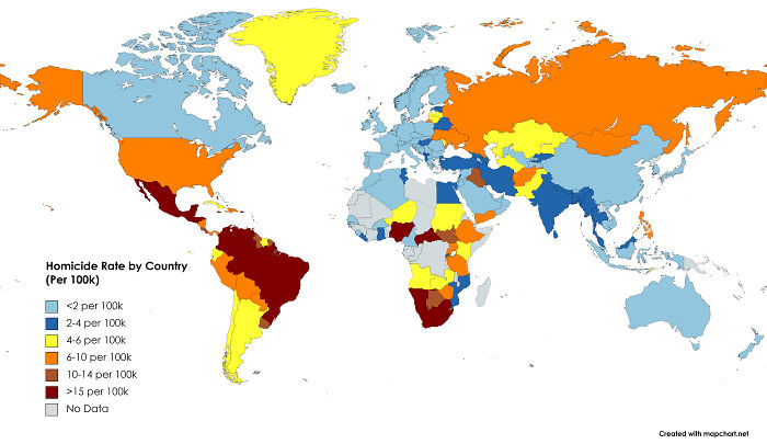 Homicide Rate By Country