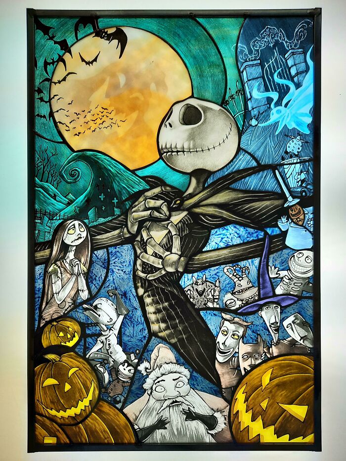 I Made A Stained Glass Nightmare Before Christmas Window