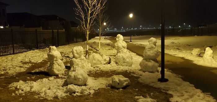 Came Across These Snowman That Felt Like They Could Be Deranged Mutant Killer Monster Snow Goons