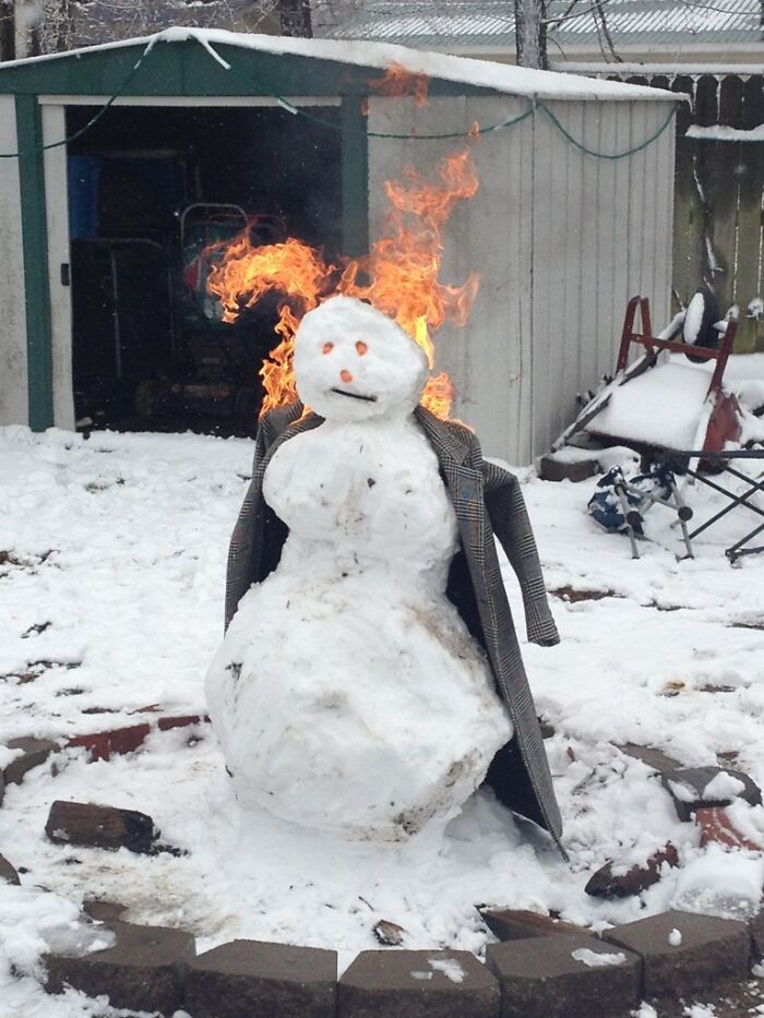 Today We Lit A Snowman On Fire