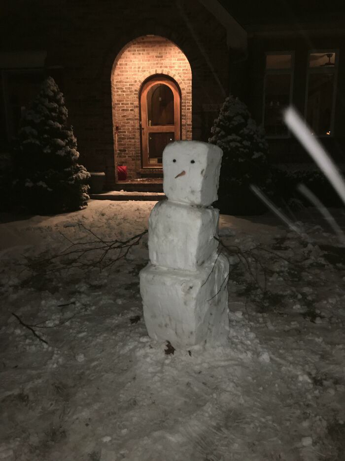 This Cubed Snowman A Neighborhood Kid Made