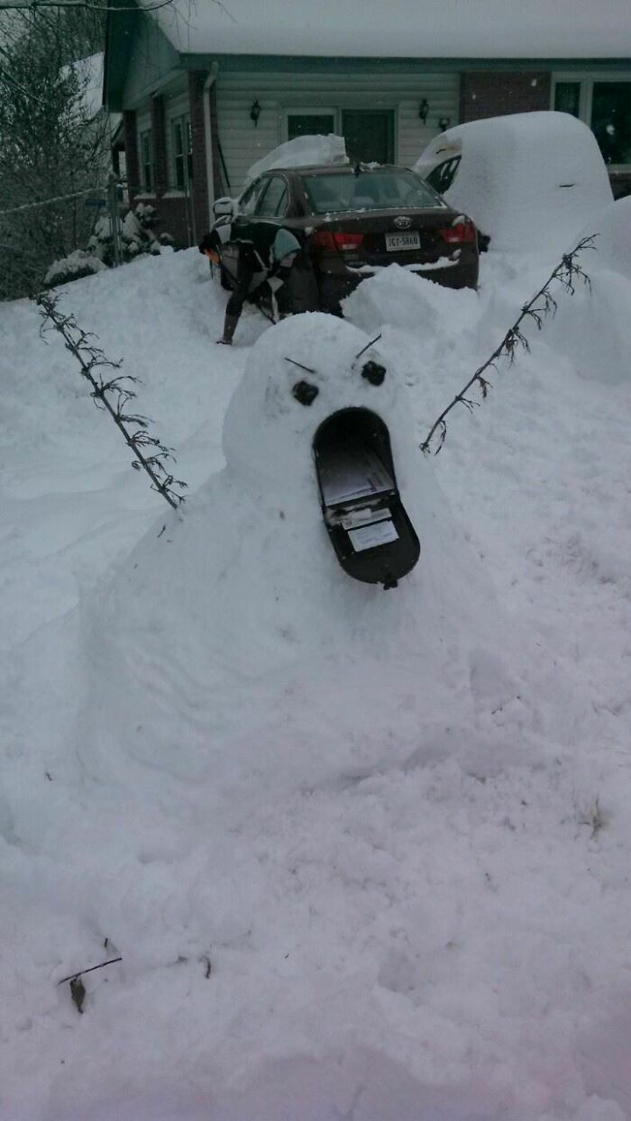 A Friend's Younger Sister Just Posted This Masterful Snow Sculpture She Made Today. The Caption Said Simply, "I Did This"