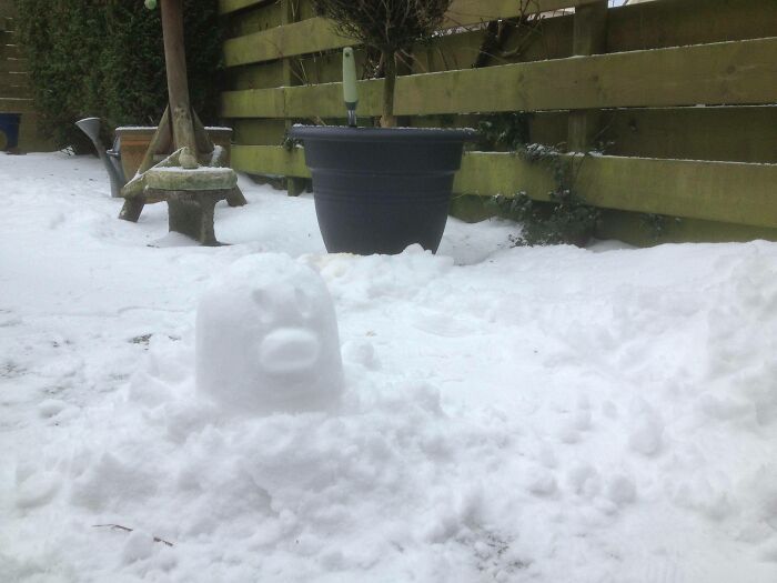A Snow Sculpture Of A Diglett