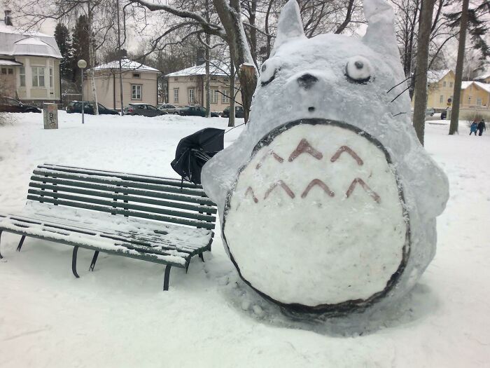 Totoro Snow Sculpture Somewhere In Finland