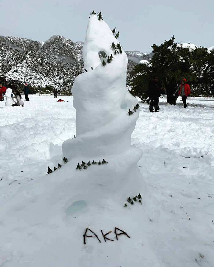 Made This Snow Sculpture Thing With My Friends After The Big Storms We’ve Had In Southern California Lately