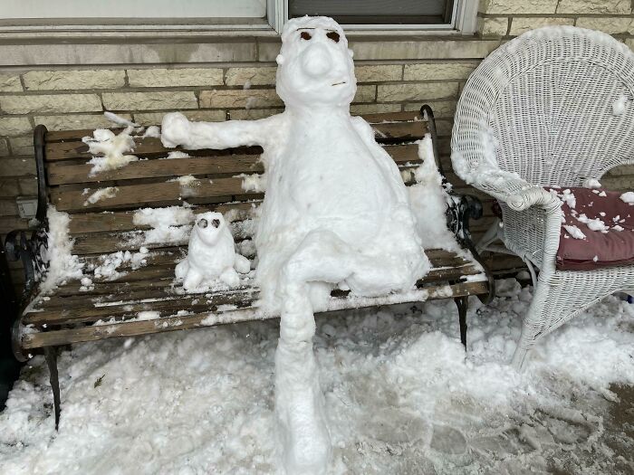 Lil Bros Got Creative With Their Snowman This Year