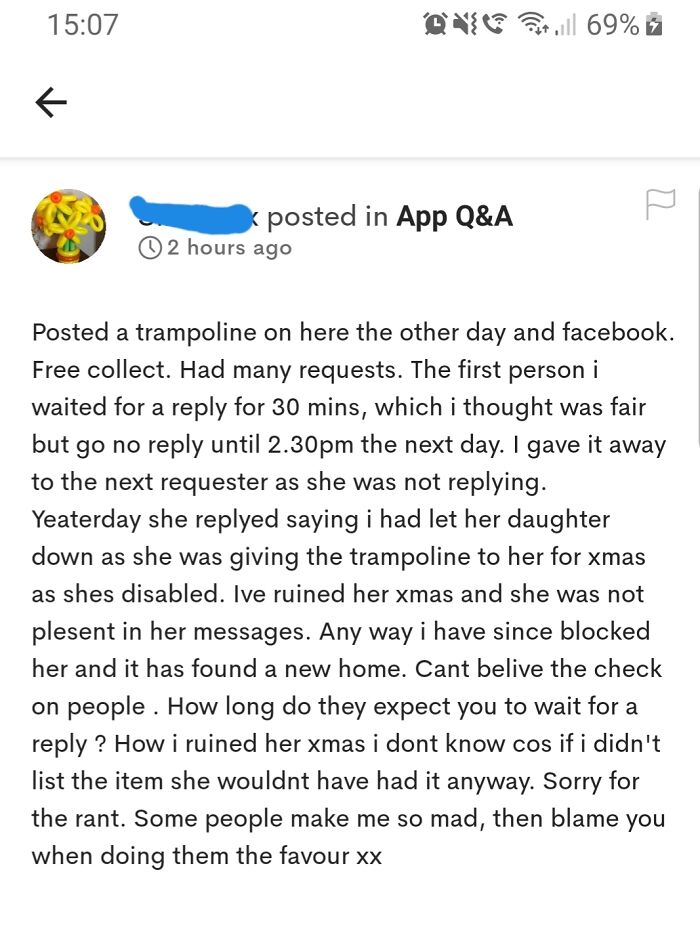 Trying To Give Away A Free Trampoline But Ruining A Disabled Child's Christmas Instead
