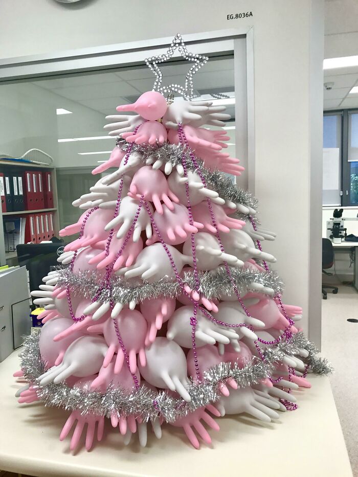 This Christmas Tree Made Of Latex Gloves In My Laboratory