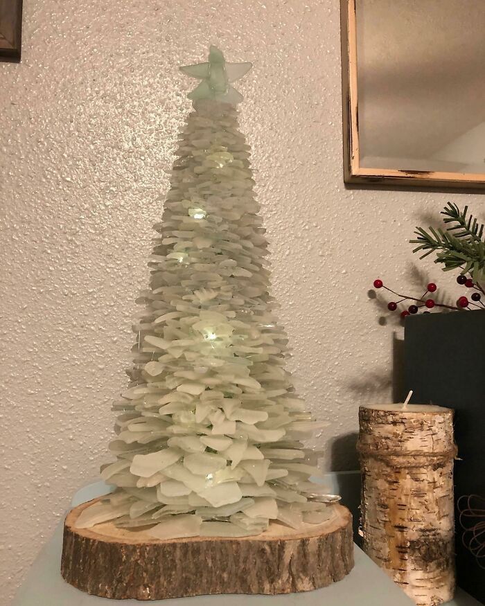 Christmas Tree Created From Local Sea Glass