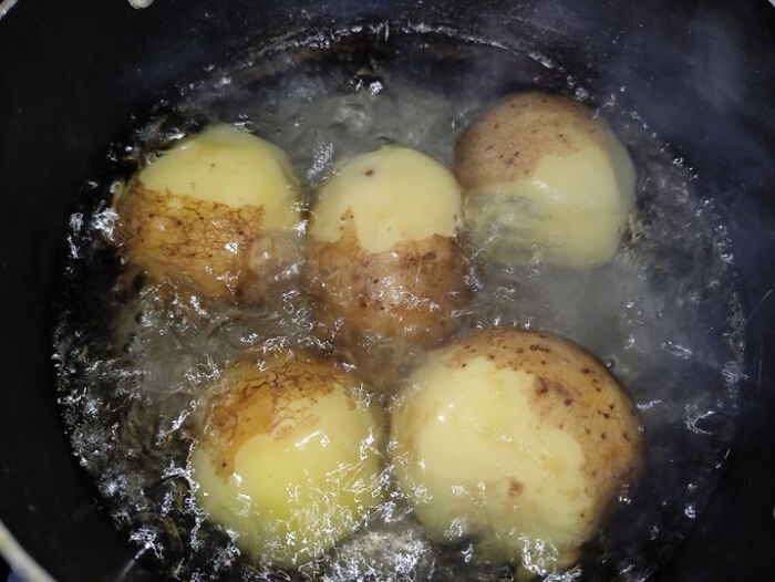I Was So Busy In The Kitchen, My Little Brother Asked Me What He Can Do To Help. I Told Him To 'Get That Bag Of Potato, Peel Half Of Them And Boil.' He Is A True Genius.