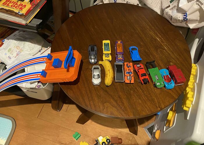 My 2-Year-Old Lined Up His Cars For The Big Race