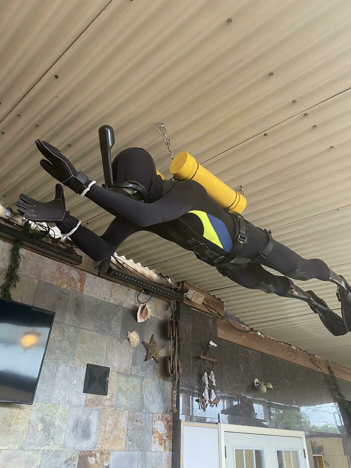 This Mannequin Appears To Have Originally Been Shooting A Jump Shot But Has Since Been Turned Into A Diver