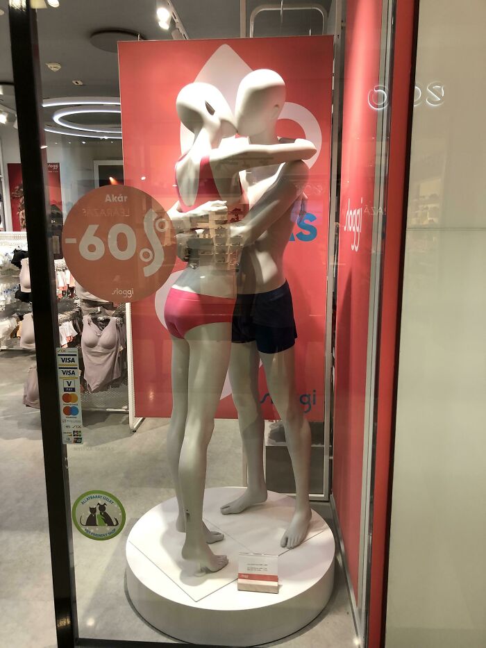 There’s A Mannequin Couple At An Underwear Store Kissing Each Other