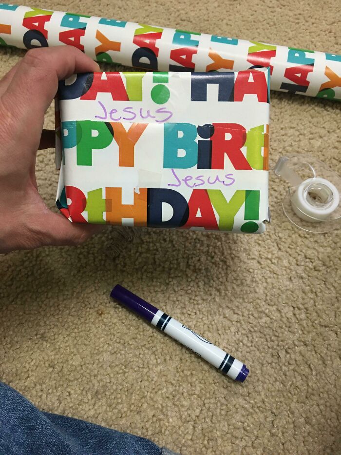 Ran Out Of Christmas Wrapping Paper. But I Think I Hacked It Pretty Well