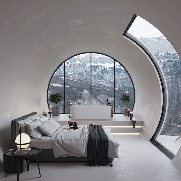 Una habitación de hotel minimalista en las montañas de Turquía {diseño de Selami Bektaş}