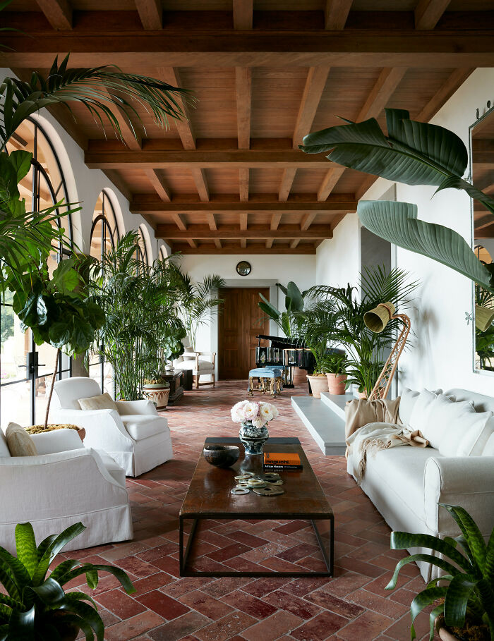 Sunroom Full Of Plants In A Renovated 1930s Italianate Villa, Montecito, Santa Barbara County, California
