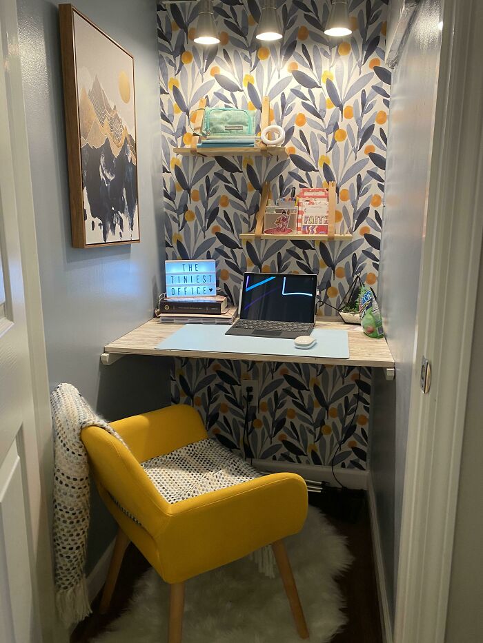 Just Completed - A Micro Office I Created From A Really Junky Hall Closet