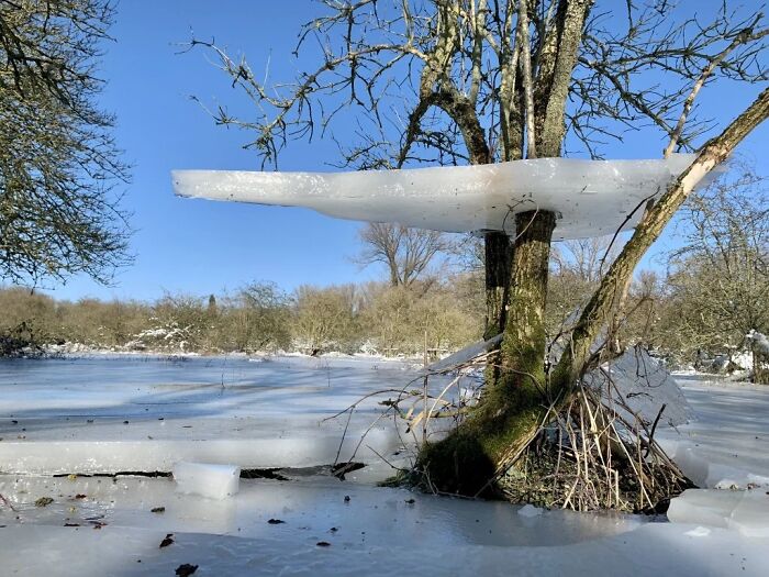 This Floating Ice Shelf After The Water Level Drops