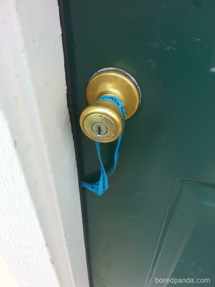 Lanyard Caught On The Handle And My Keys Swung Inside The Door As I Closed It. Stupidest Way To Lock Yourself Out?