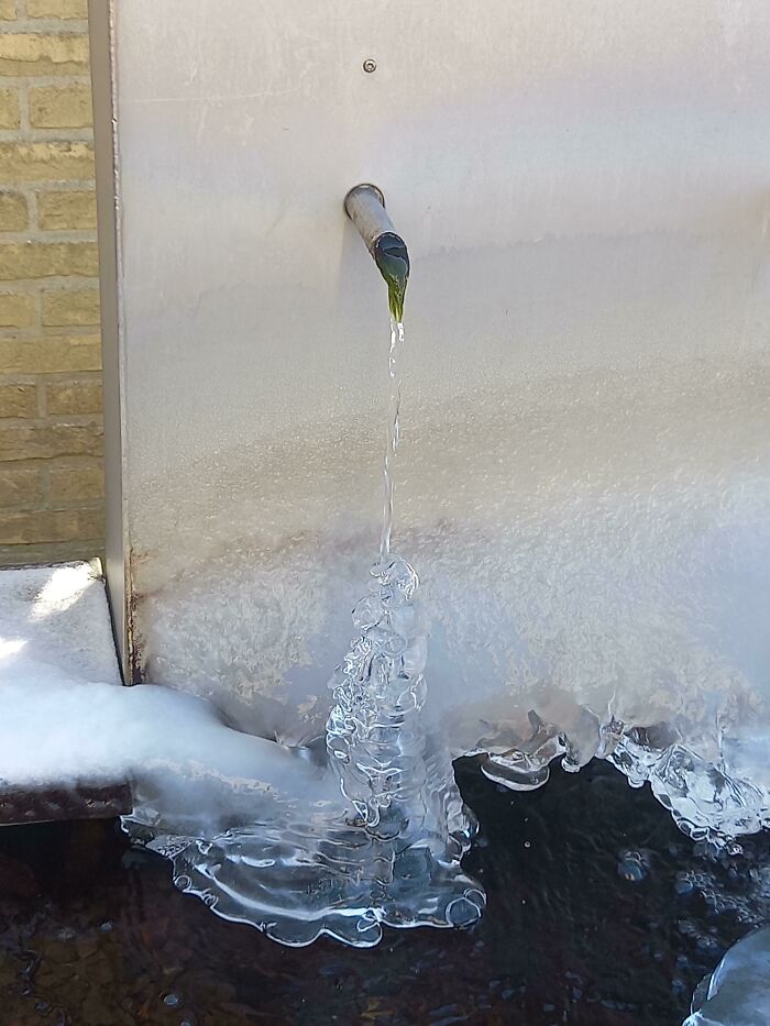 Now That It Is Freezing In Belgium, Our Water Fountain Makes An Ice Tower