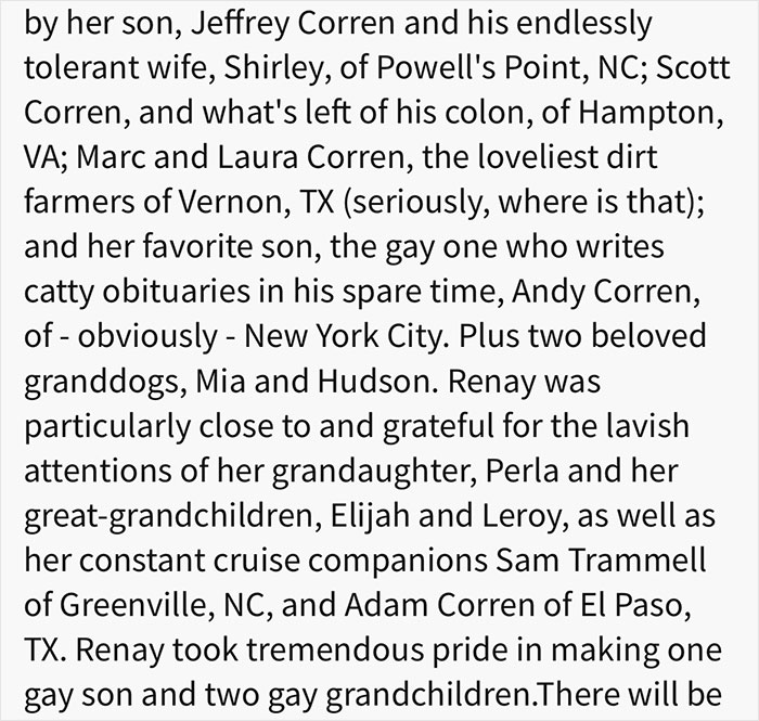 People Are Cracking Up Over This Hilariously Savage Obituary Gay Son Wrote For His Mother