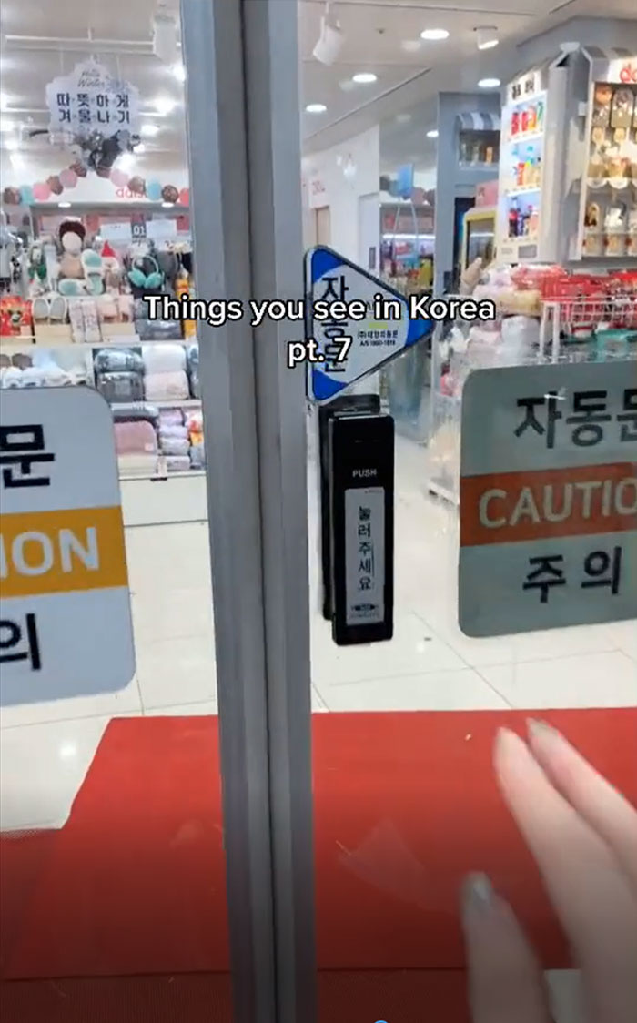 Most Doors In Korea Are Push Auto Doors Where You Have To Physically Press The Button Mounted On The Door For It Open
