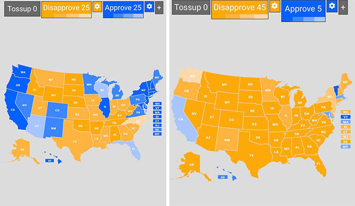 Biden's Approval In Each State On Inauguration Day vs. Today